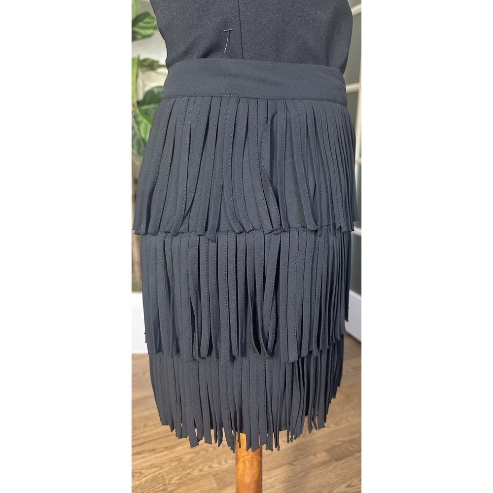 GUESS Los Angeles Black Tiered Fringe Mini Skirt XS Layered Party Clubwear - Picture 3 of 7